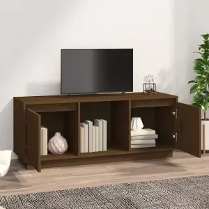 Berkfield TV Cabinet Honey Brown 110.5x35x44 cm Solid Wood Pine