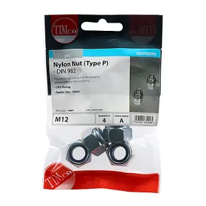 TIMCO Nylon Insert Nuts Type P DIN982 Silver - M12