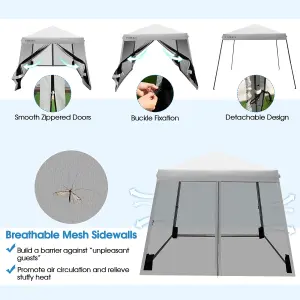 Costway Patio Outdoor Instant Pop-up Canopy Slant Leg Mesh Tent Foldable Gazebo