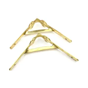 Oakcrafts - Pair of Solid Brass Gallows Style Shelf Brackets - 175mm x 175mm