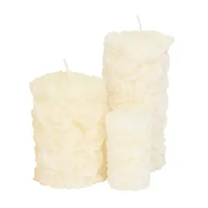 Pillar Candle Set of 3 Cream Rose Candles by Laeto Ageless Aromatherapy - FREE DELIVERY INCLUDED