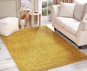 Abaseen 160x230 cm Gold Shaggy Rug - Soft Touch Thick Pile Modern Rugs - Washable Area Rugs for Home and Office