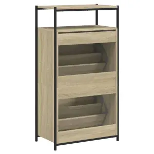 Berkfield Shoe Cabinet Sonoma Oak 60x34x112 cm Engineered Wood