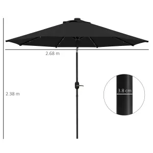 Outsunny 24 LED Solar Powered Parasol Umbrella Garden Tilt Outdoor String Light