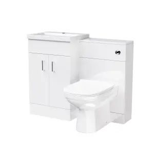 Nes Home Nanuya 500mm Vanity Basin, WC Unit & Elso Back to Wall Toilet Pan