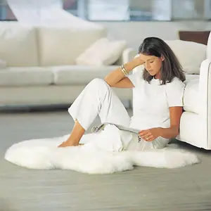 Uk Homeliving Ivory single longwool genuine sheepskin rug 95cm