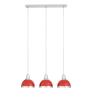 Interiors by Premier Jasper Red Shade and Chrome Pendant Light