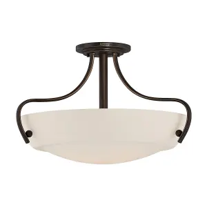 Elstead Chantilly 3 Light Semi Flush Ceiling Light Palladian Bronze, E27