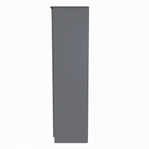 Poole Triple Wardrobe with 2 Drawers in Uniform Grey Gloss & Dusk Grey (Ready Assembled)