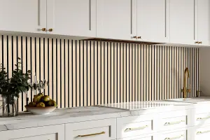 Wood Slat Wall Panels, Waterproof, Shiplap 300mm - Premium Light Ash