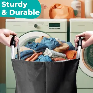 40L Black Collapsible Laundry Hamper with Padded Handles Foldable Laundry Basket