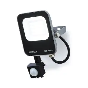 Stanley IK10 Black Mains-powered Cool daylight LED PIR Slimline floodlight 2200lm