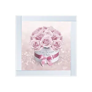 Pink flower box Glitter Liquid Wall Art