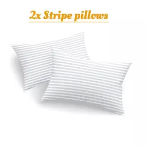 Hotel Quality Stipe Filled Pillows Pair Luxury Soft Quilted Pillows