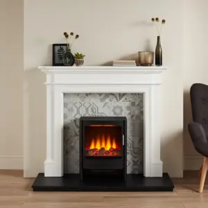 Focal Point Montana White & black MDF Artisian Fireplace surround set