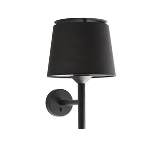 Luminosa Savoy Wall Light with Shade Black, E27