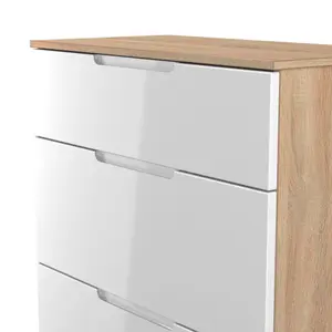 Milan Ready assembled White & oak 3 Drawer Chest (H)875mm (W)740mm (D)390mm