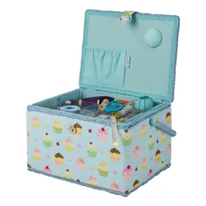 Blue Cupcakes Large Sewing Basket - HobbyGift MRL/18