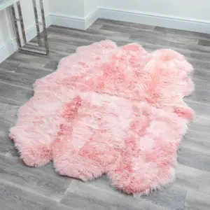 Luxurious Sextuple Blush Pink Sheepskin Rug