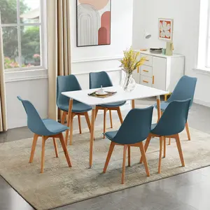 Nero Upholstered Dining Chair (Set of 6) Blue/Light Blue