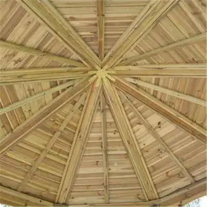 Deluxe Pressure Treated Octagonal Gazebo + Open Trellis Sides & Floor (3.5m x 3.5m x 2.7m)