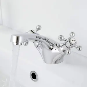 BATHWEST  Traditional Victorian Style Bathroom Basin Sink Mixer Taps Twin Cross