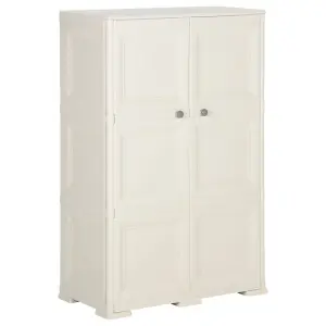 Berkfield Plastic Cabinet 79x43x125 cm Wood Design Cream