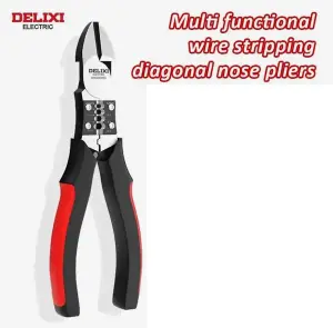 DELIXI Multifunctional stripper cable cutter crimping 170mm long soft grip