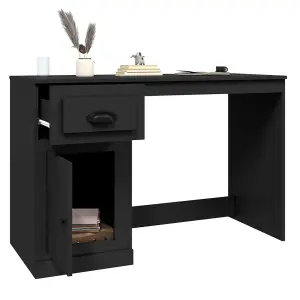 Berkfield Desk with Drawer Black 115x50x75 cm Engineered Wood