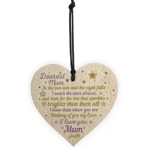 Red Ocean Mum Memorial Bauble Plaque Birthday Christmas Tree Decoration Wooden Heart Gift