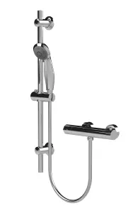 Round Bar Valve and Slide Rail Shower Kit - Chrome - Balterley