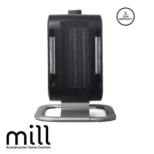 Mill Compact Fan Heater 1800W with Aluminium Foot - Black