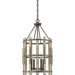 4 Bulb Ceiling Pendant Light Fitting Rustic Black LED E14 60W Bulb