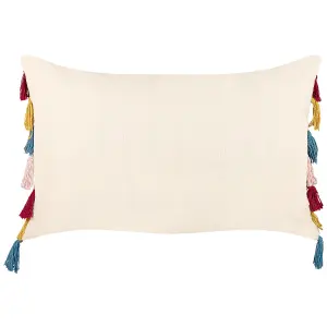 Set of 2 Cushions AGAVE Cotton 40 x 60 cm Striped Light Beige