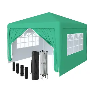 SunDaze Garden Pop Up Gazebo Party Tent Camping Marquee Canopy with 4 Sidewalls Carrying Bag Green 3x3M