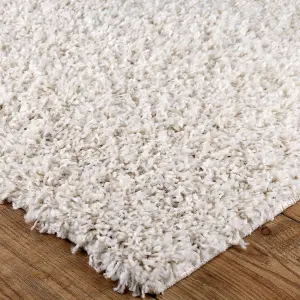 Modern Easy to Clean Cream Plain Shaggy Rug for Dining Rug-200cm X 285cm