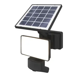 GoodHome Black Solar-powered Cool white Integrated LED Floodlight 800lm