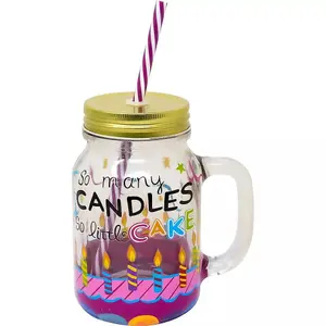 Jam Jar So Many Candles So Little Cake Retro Glass Jar With Straw Xmas Gift