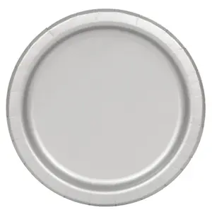 Unique Party Round Dessert Plate (Pack of 20) Silver (One Size)