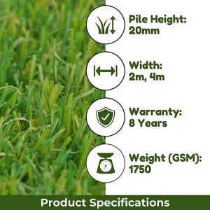 Artificial Grass, 20mm Pet-Friendly Outdoor Artificial Grass, Realistic Fake Grass For Lawn-15m(49'2") X 4m(13'1")-60m²