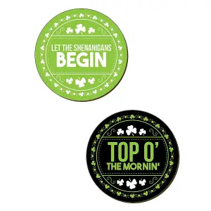 Grindstore Shake Your Shamrocks Coaster Set (Pack of 4) Green/White/Black (One Size)