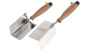 Toolty Corner Lining Internal and External Angled Trowel with Cork Handle Set 2PCS 120x75mm Stainless Steel for Plastering DIY