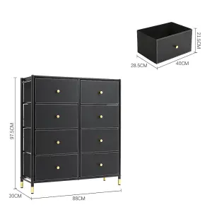 Black Plastic Storage Cabinet with 8 Drawers 97.5cm H