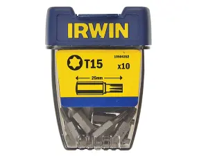 IRWIN Torx Screwdriver Bits Set of 10 - T15 x 25mm, Premium Quality S2 Steel