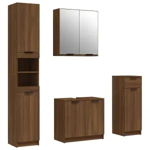 Berkfield 4 Piece Bathroom Cabinet Set Brown Oak Engineered Wood