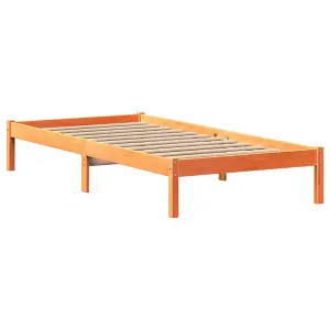 Berkfield Bed Frame without Mattress Wax Brown 90x190 cm Single Solid Wood Pine