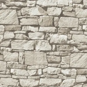 GoodHome Druye Light grey Stone effect Textured Wallpaper