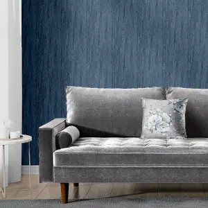 Muriva Blue Floral Mica effect Embossed Wallpaper