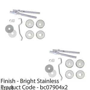 2 PACK - 19mm Back to Back Door Handle Fixing Pack Set- Join 2 Pull Handles - Bright Steel