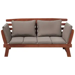 Garden Bench with Cushion PORTICI Wood Dark Brown